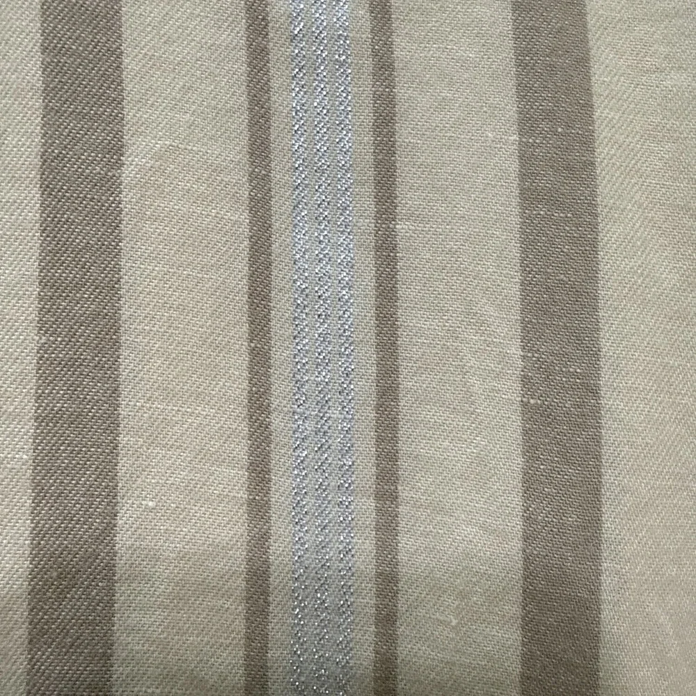 Serena & Lily Pillow Shams Euro Linen Cotton Lurex Metalic Beachy Cottage Beige